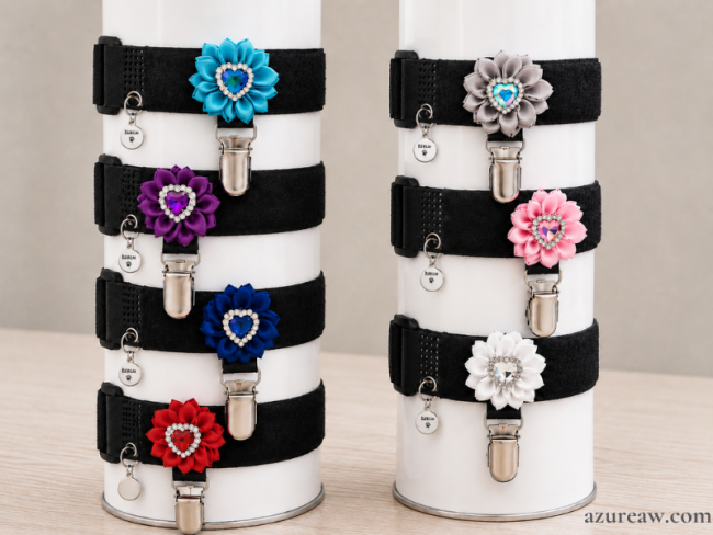 Brassards Porte-numéro Fleur cœur - Fait main - Azureaw