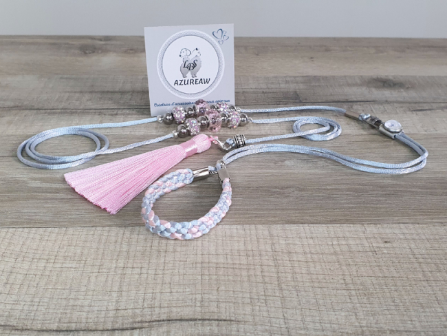 Laisse expositions canines Luxe Mini chien avec sous-gorge tressé et pompon 