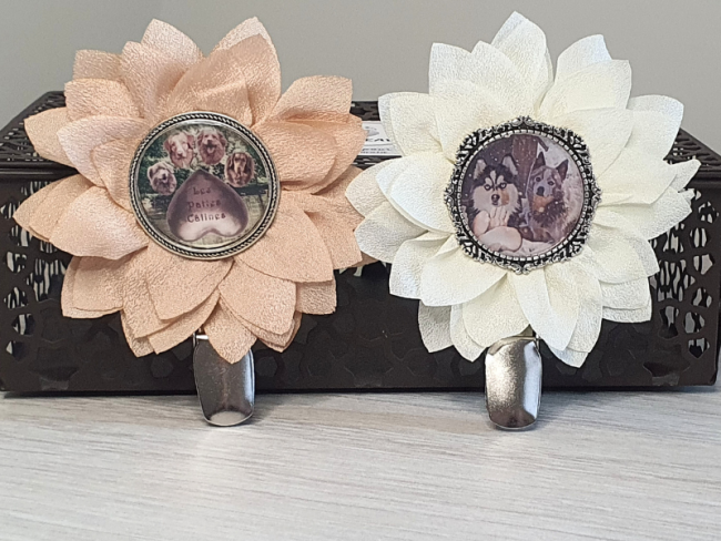 Broches porte-numéro Azureaw Fleur Personnalisée avec photo- Fait main