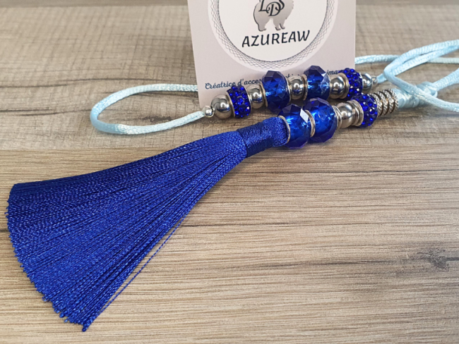 Laisse expositions canines Luxe BLEU BÉBÉ MARINE sans sous-gorge pour chien de 0 à 5 kg - Fait main