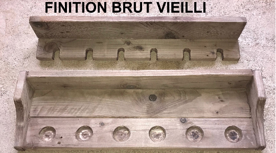 5 cannes à peche verticale sapin vieilli