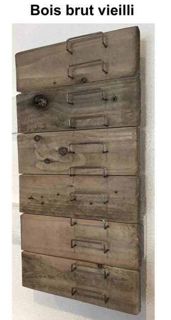 support 11 couteaux sapin vieilli support métal