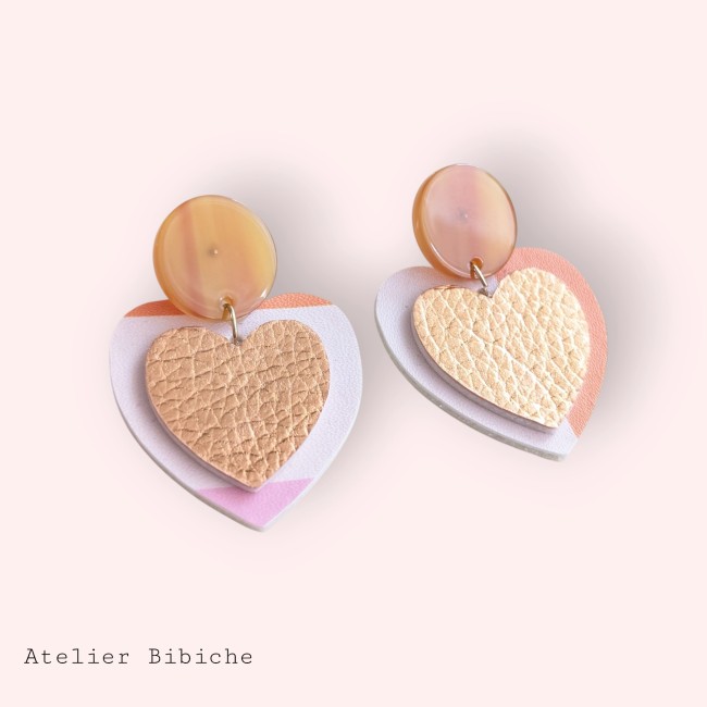 Boucles cœur faites main végétalien femme cadeau Boucles cœur faites main végétalien femme cadeau