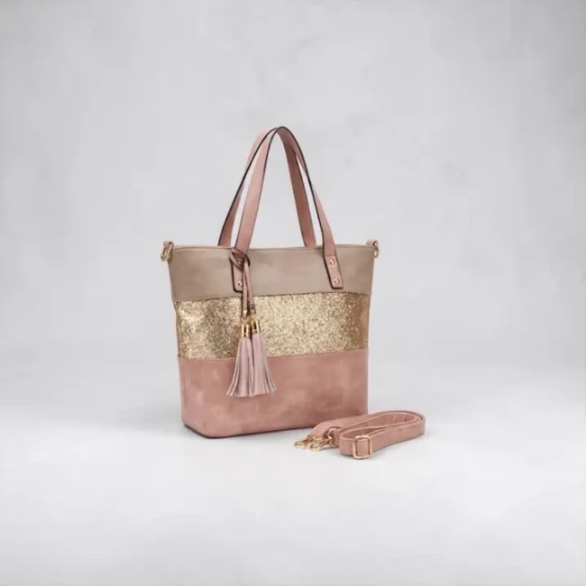 Sac à main pailleté pompons