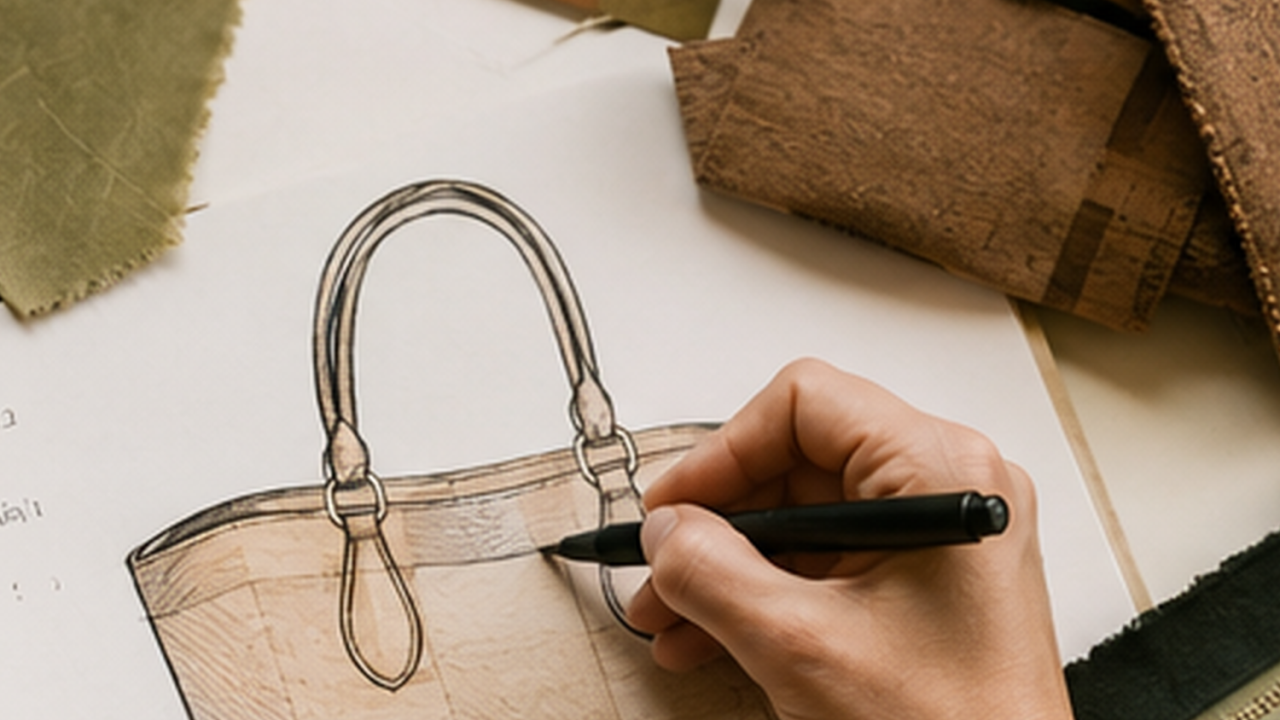 Dessin préparatoire d'un accessoire artisanal imaginé avant sa fabrication