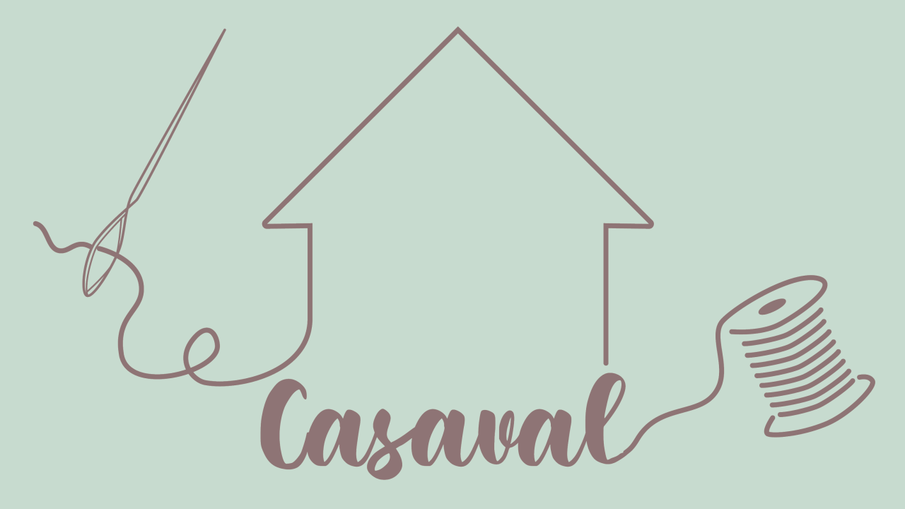 Logo Casaval représenté par la bobine de fil et l'aiguille pour illustrer le fait main et la maison pour l'univers de la marque