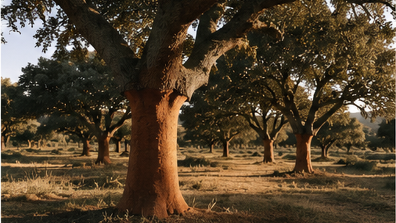 Forêt de chênes-lièges au soleil, symbole de nature et de durabilité