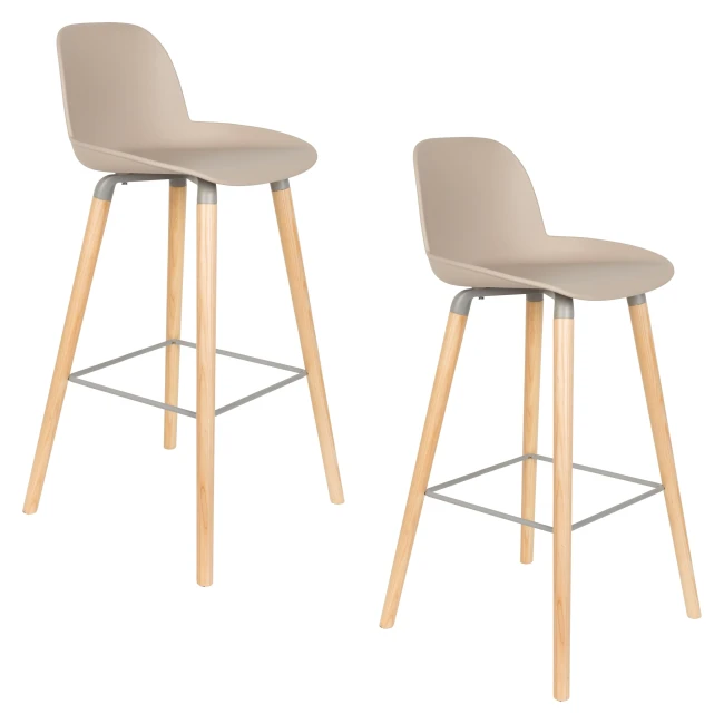 Lot de 2 tabourets de bar Albert Kuip 75 cm taupe — Zuiver. Vue du produit 9.