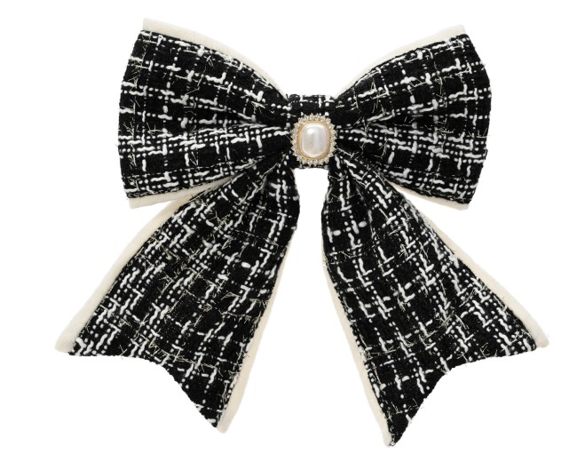 Nœud décoratif en polyester sur clip — noir