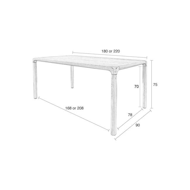 Table de repas Storm 180x90 noyer — Schéma des dimensions Table de repas Storm 180x90 noyer. Schéma des dimensions.