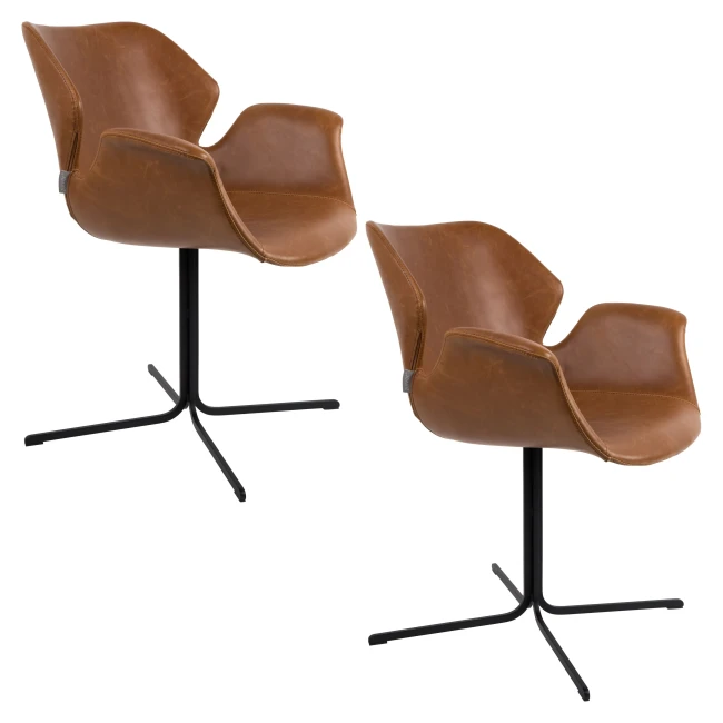 Lot de 2 chaises Nikki all brun avec accoudoirs — Zuiver. Vue du produit 9.
