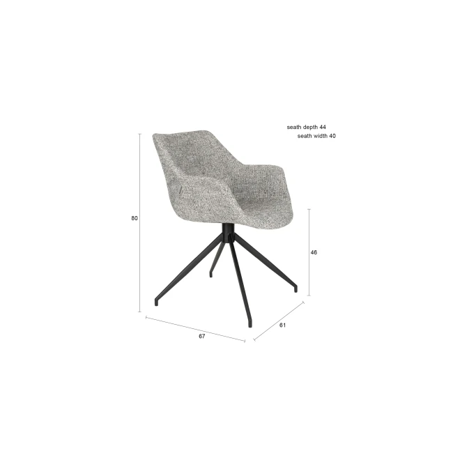 Lot de 2 chaises Doulton , gris avec accoudoirs — Zuiver. Vue du produit 10.