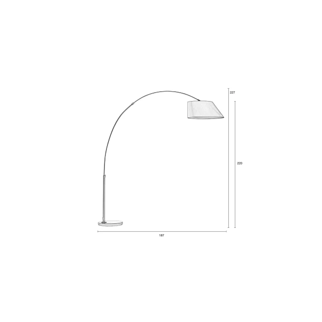 Lampadaire Arc blanc — Zuiver — Schéma des dimensions Lampadaire Arc blanc — Zuiver. Schéma des dimensions.