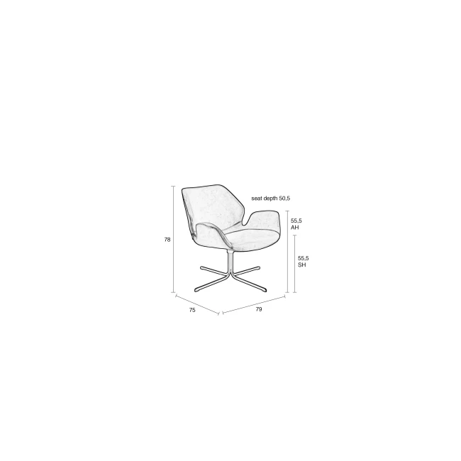 Fauteuil Nikki entièrement noir — Schéma des dimensions Fauteuil Nikki entièrement noir. Schéma des dimensions.