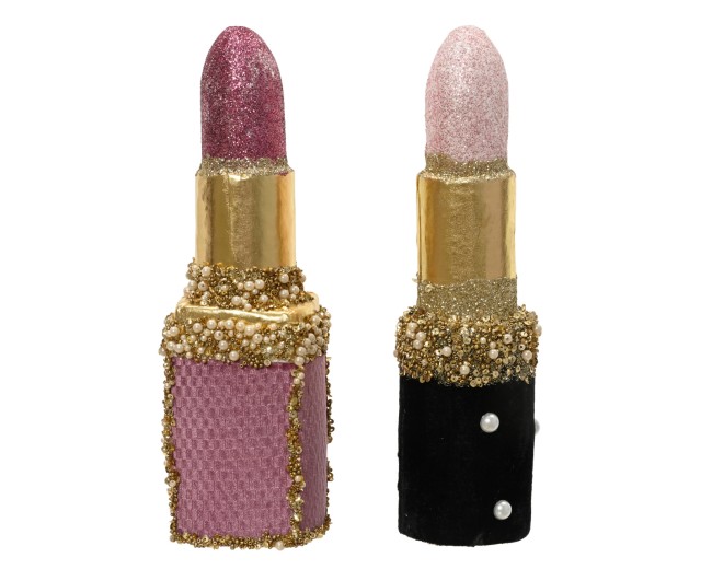 Figurine polyester paillettes perles plastique 2col ass