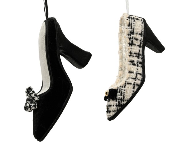 Chaussure décorative à nœud à suspendre Chaussure à talon miniature avec nœud, décoration de Noël à suspendre