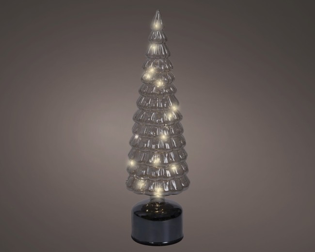 Figurine lumineuse tournante en verre — gris, 39 cm