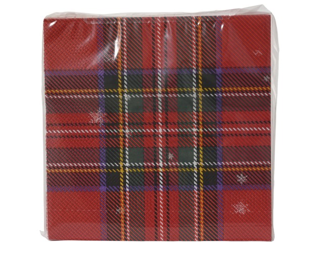Serviettes en papier tartan pour table de Noël