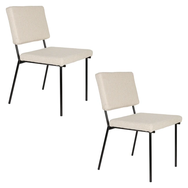 Lot de 2 chaises Fellow blanc cassé — Vue du produit 9 Lot de 2 chaises Fellow blanc cassé. Vue du produit 9.