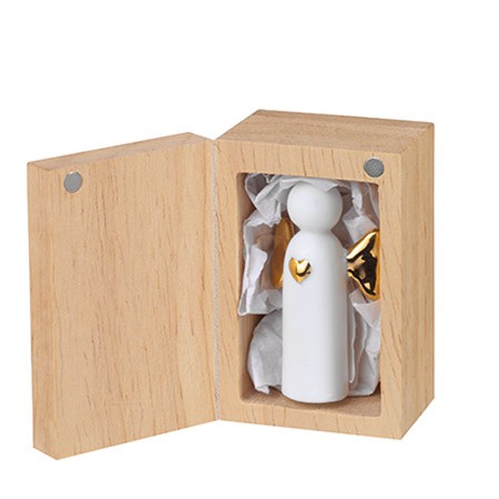 19C553BF-9D1C-454E-9A10-894908317577 Boîte porte bonheur figurine ange porcelaine - Luck to go « angel to go »