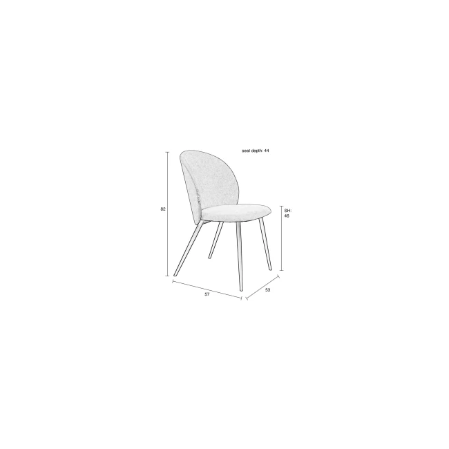 Lot de 2 chaises Cozy moutarde — Schéma des dimensions Lot de 2 chaises Cozy moutarde. Schéma des dimensions.