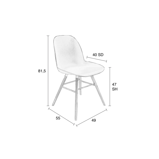 Lot de 2 chaises Albert Kuip entièrement noir — Schéma des dimensions Lot de 2 chaises Albert Kuip entièrement noir. Schéma des dimensions.
