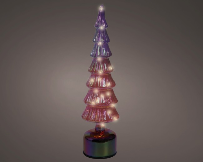 Sapin lumineux rotatif en verre — rose Sapin lumineux rotatif en verre — rose – collection Noël Weemood