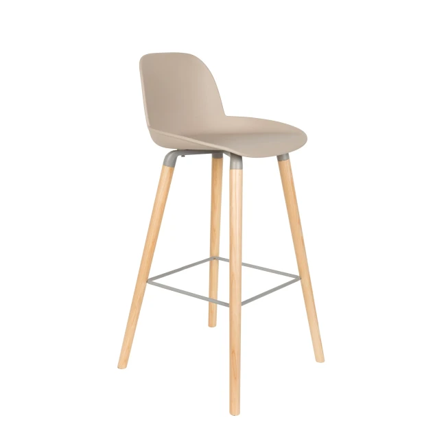 Lot de 2 tabourets de bar Albert Kuip 75 cm taupe — Zuiver. Vue du produit 1.
