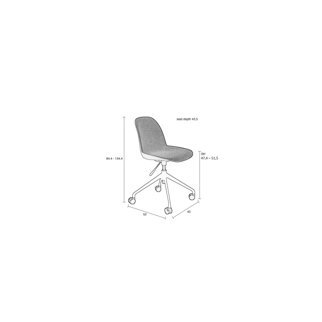 Chaise de bureau Albert Kuip vert — Schéma des dimensions Chaise de bureau Albert Kuip vert. Schéma des dimensions.