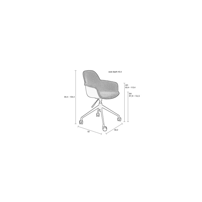 Chaise de bureau Albert Kuip vert — Schéma des dimensions Chaise de bureau Albert Kuip vert. Schéma des dimensions.