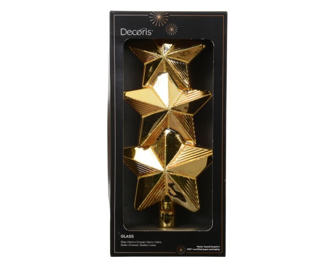 Cimier de sapin en verre doré — Trois étoiles