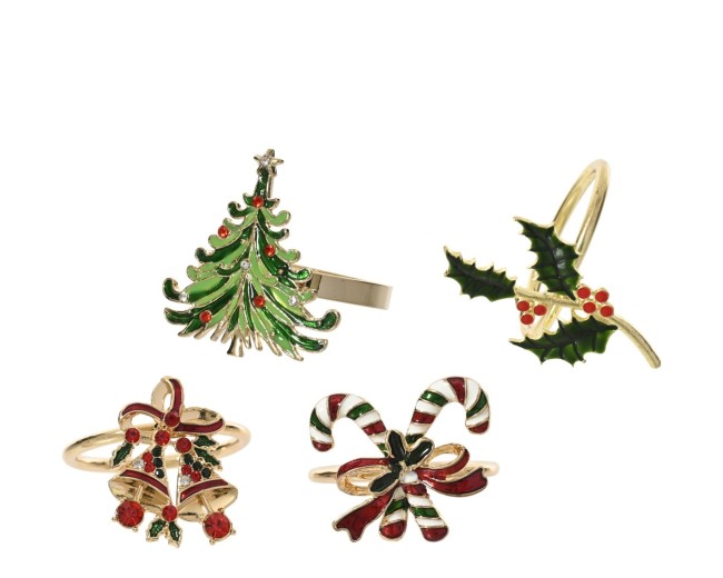 Rond de serviette de Noël à bord doré