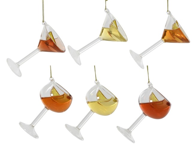 Ornement cocktail en verre à suspendre