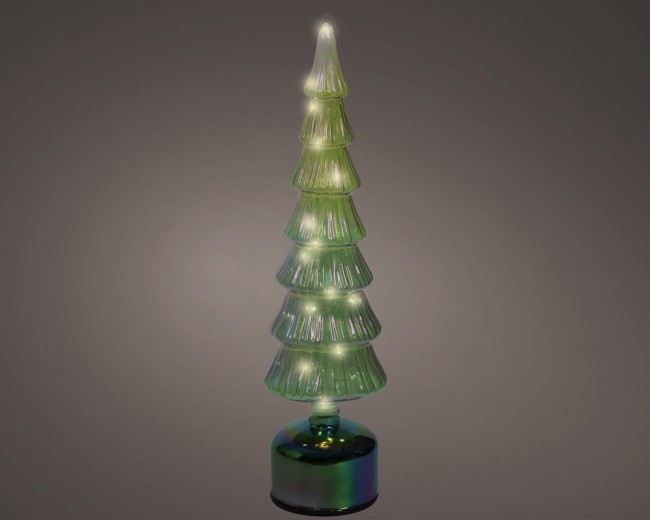 Sapin lumineux rotatif en verre — vert Sapin lumineux rotatif en verre — vert – collection Noël Weemood