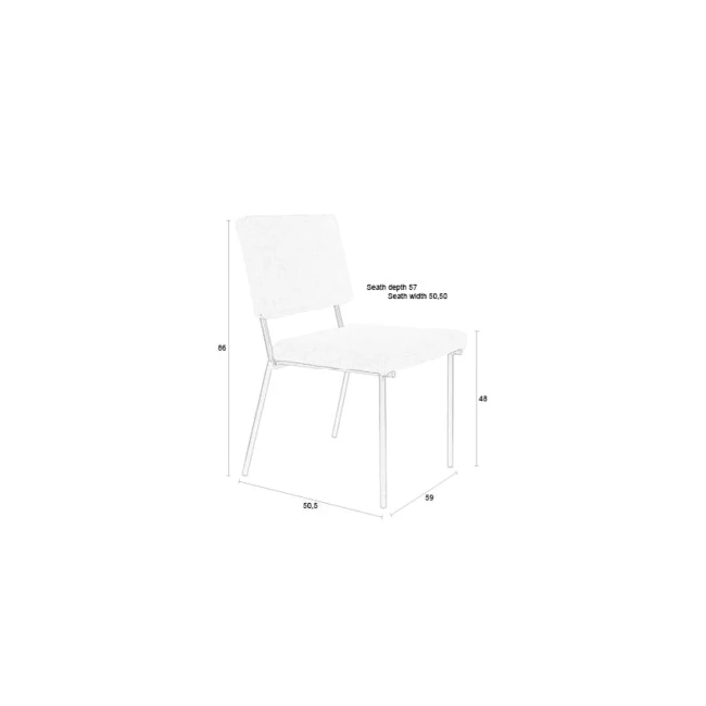 Lot de 2 chaises Fellow blanc cassé — Schéma des dimensions Lot de 2 chaises Fellow blanc cassé. Schéma des dimensions.