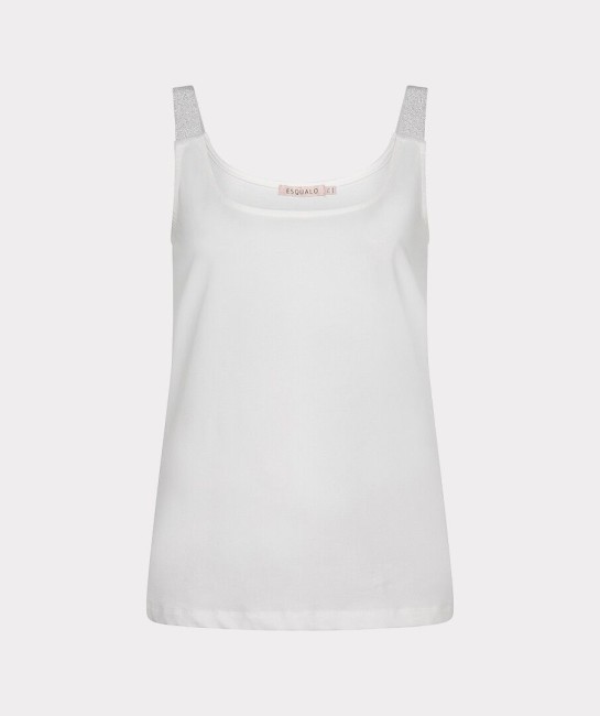 Débardeur blanc Esqualo près du corps avec encolure carrée et bretelles lurex scintillant