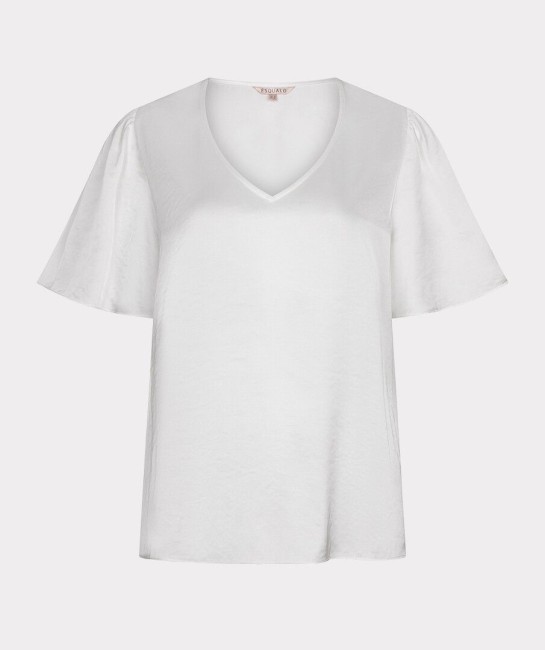 Blouse satinée blanche femme Esqualo à manches courtes fluides