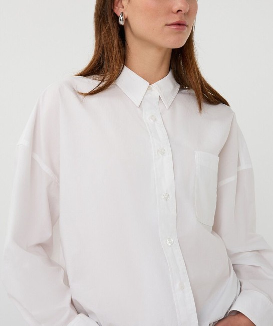 Chemisier blanc EsQualo en coton à coupe bouffante avec manches longues