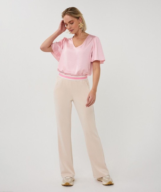 Blouse satinée rose femme Esqualo à manches courtes fluides