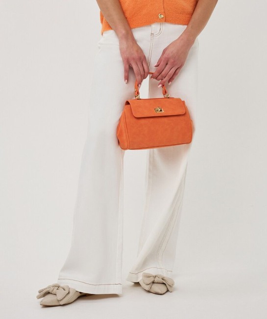 Sac à main orange femme Esqualo en PU recyclé avec bandoulière