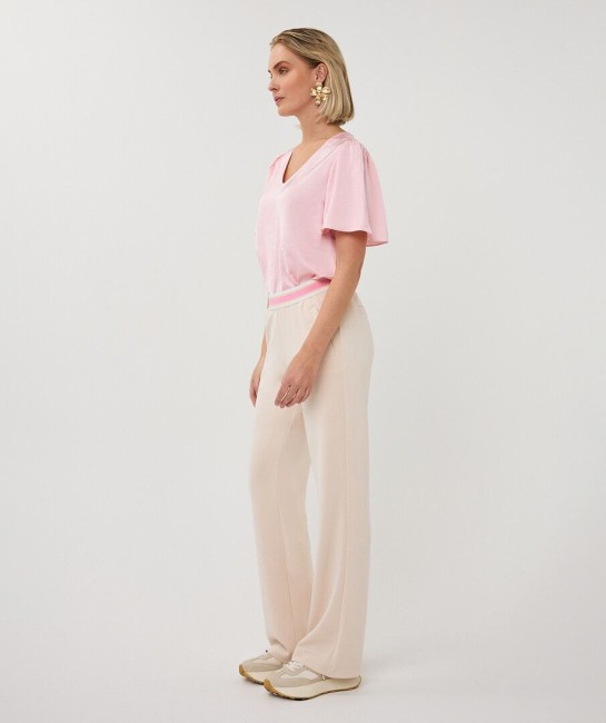 Blouse satinée rose femme Esqualo à manches courtes fluides