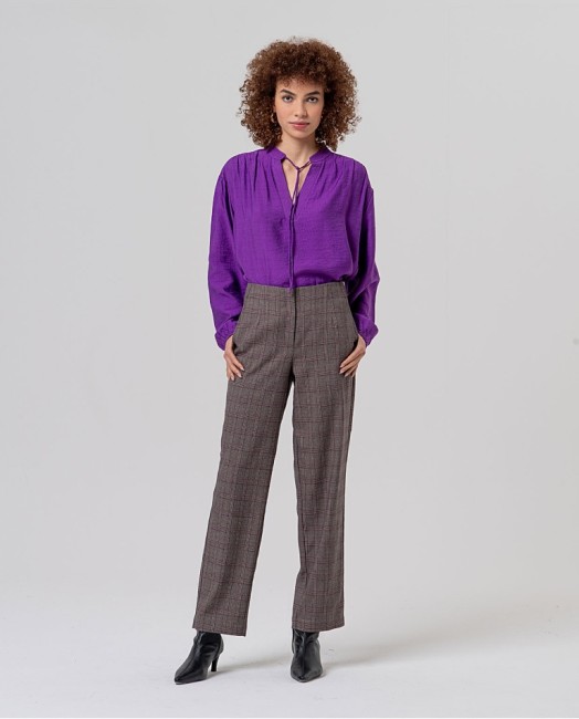 Pantalon droit femme Surkana à carreaux Prince-de-Galles – Alizé La Rochelle