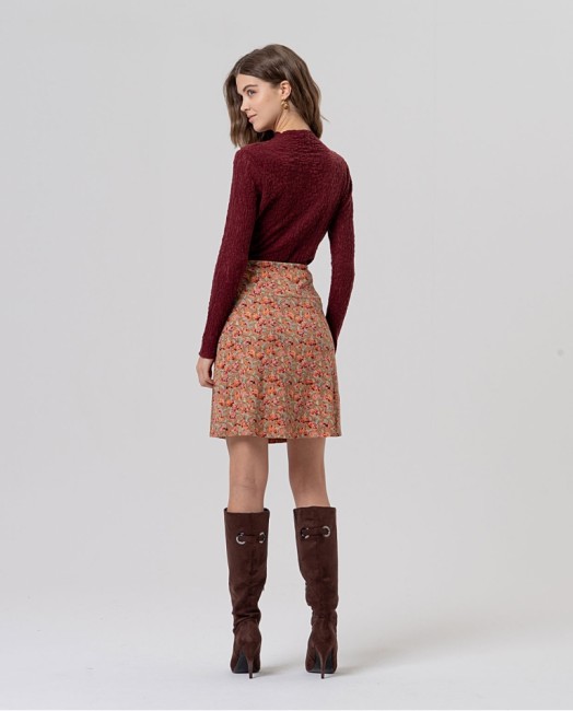 Jupe courte femme Surkana évasée à imprimé floral multicolore