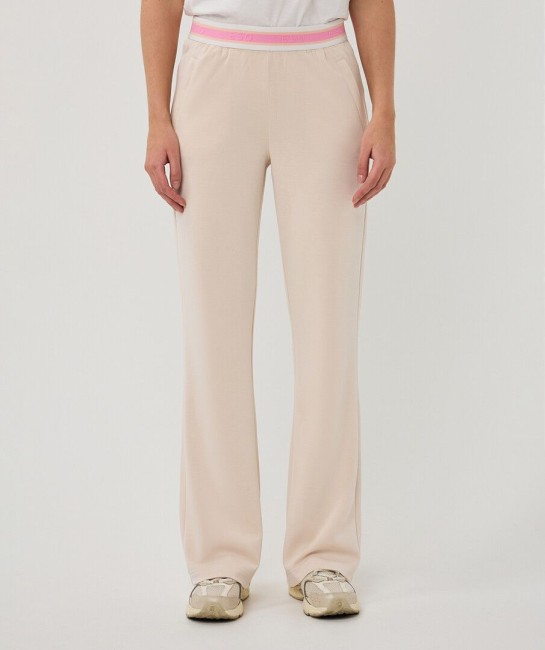 Pantalon beige clair femme Esqualo en modal avec taille élastiquée rose