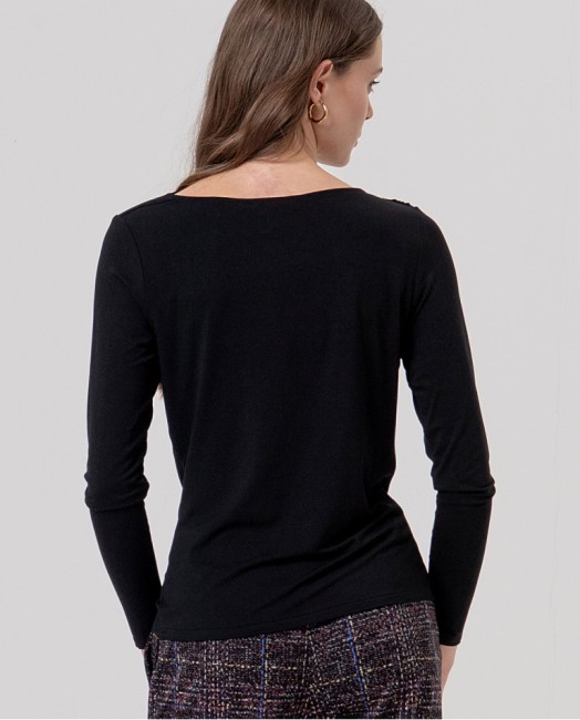 Top femme Surkana vert profond à encolure asymétrique drapée