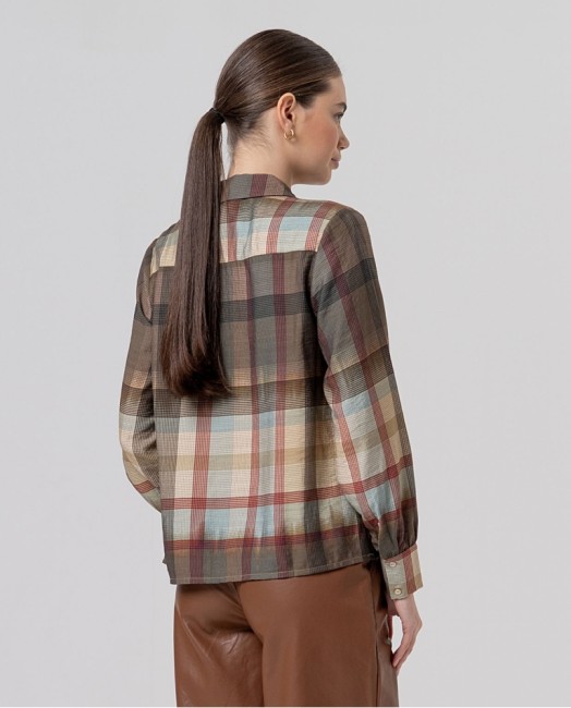 Chemise femme Surkana à carreaux multicolores en viscose