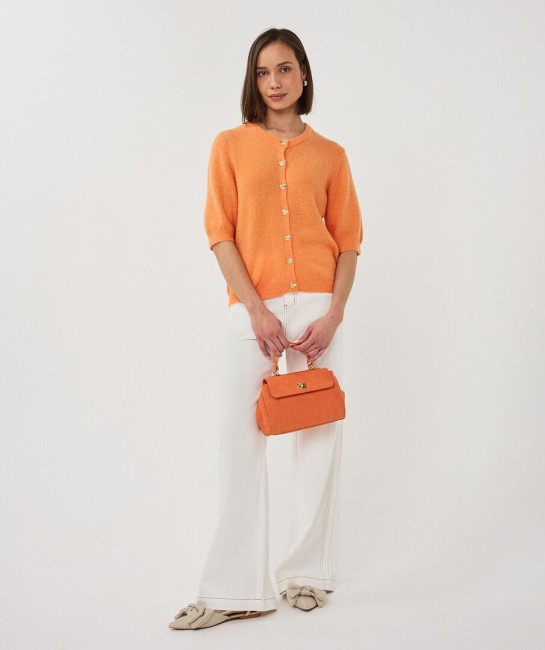 Sac à main orange femme Esqualo en PU recyclé avec bandoulière
