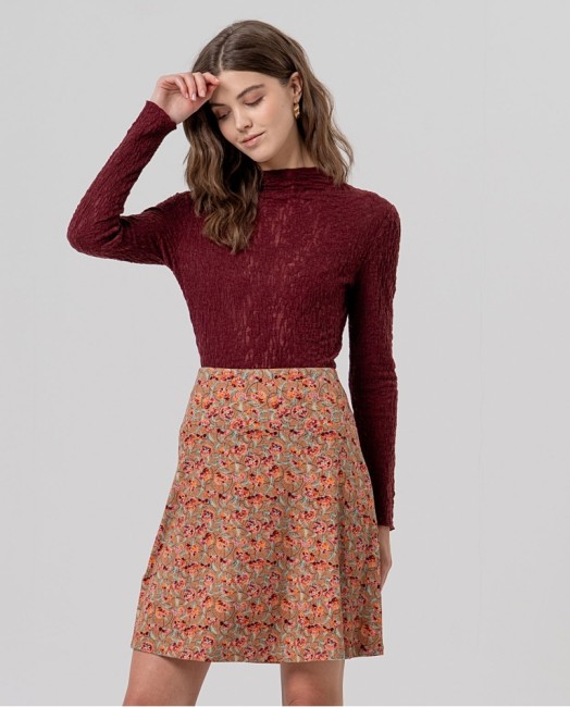 Jupe courte femme Surkana évasée à imprimé floral multicolore