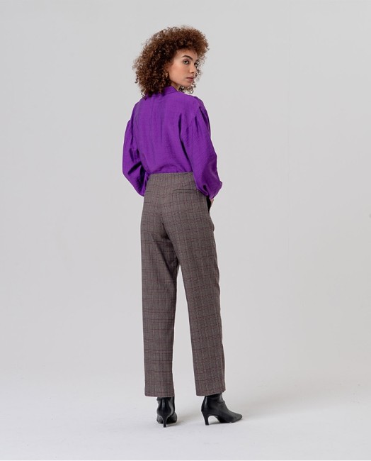 Pantalon droit femme Surkana à carreaux Prince-de-Galles – Alizé La Rochelle