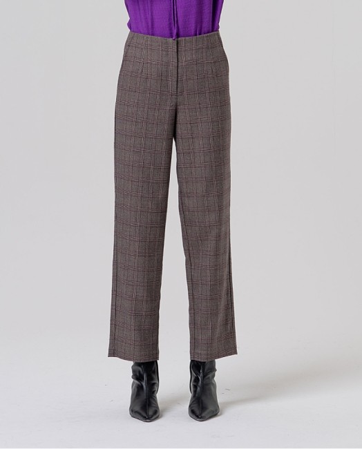 Pantalon droit femme Surkana à carreaux Prince-de-Galles – Alizé La Rochelle